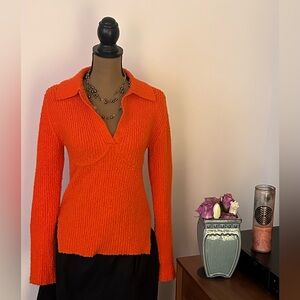 Helmut Lang Cozy Orange Textured Sweater